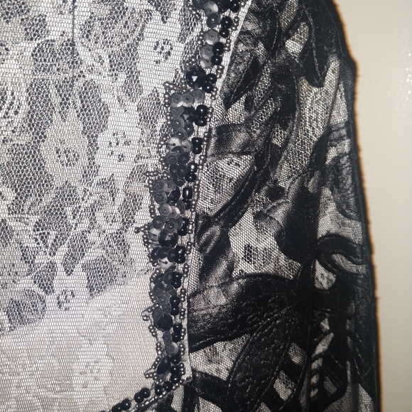 Sue Wong Lace and Leather Beaded Dress - Picture 6 of 8